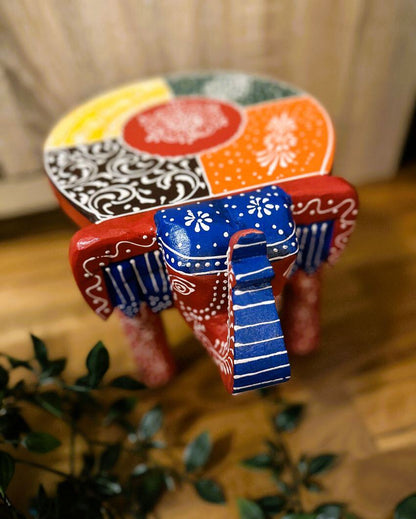 Artistic Charm Wooden Elephant Stool | 11 x 8 inches