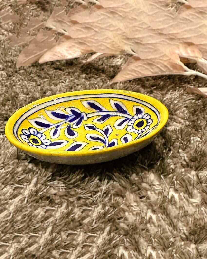 Yellow Ceramic Soap Dish | 4 x 3 x 3 inches