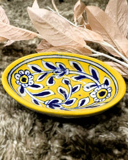 Yellow Ceramic Soap Dish | 4 x 3 x 3 inches