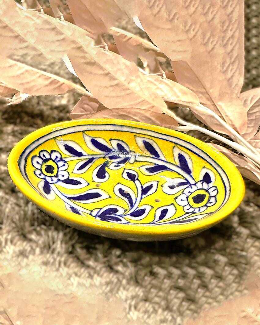 Yellow Ceramic Soap Dish | 4 x 3 x 3 inches