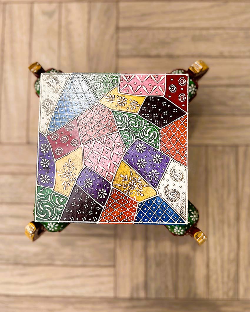 Elephant Wisdom Box Multicolor Wooden Box | 8 x 8 x 6 inches