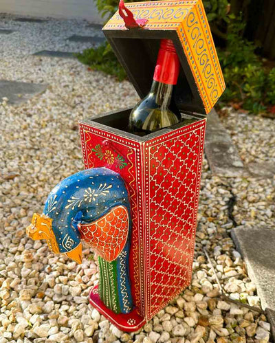 Peacock Majestic Feathered Bottle Holder |5 x 14 inches