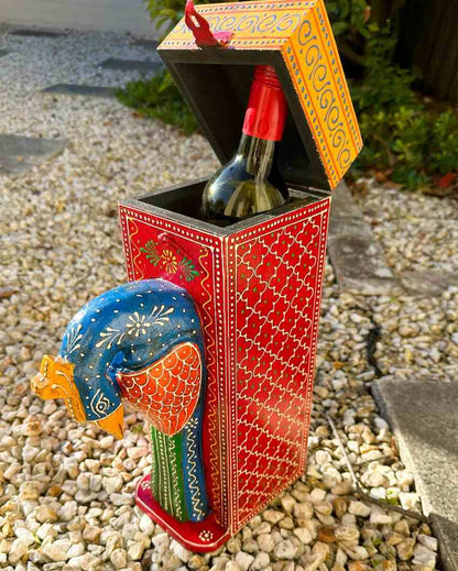 Peacock Majestic Feathered Bottle Holder |5 x 14 inches