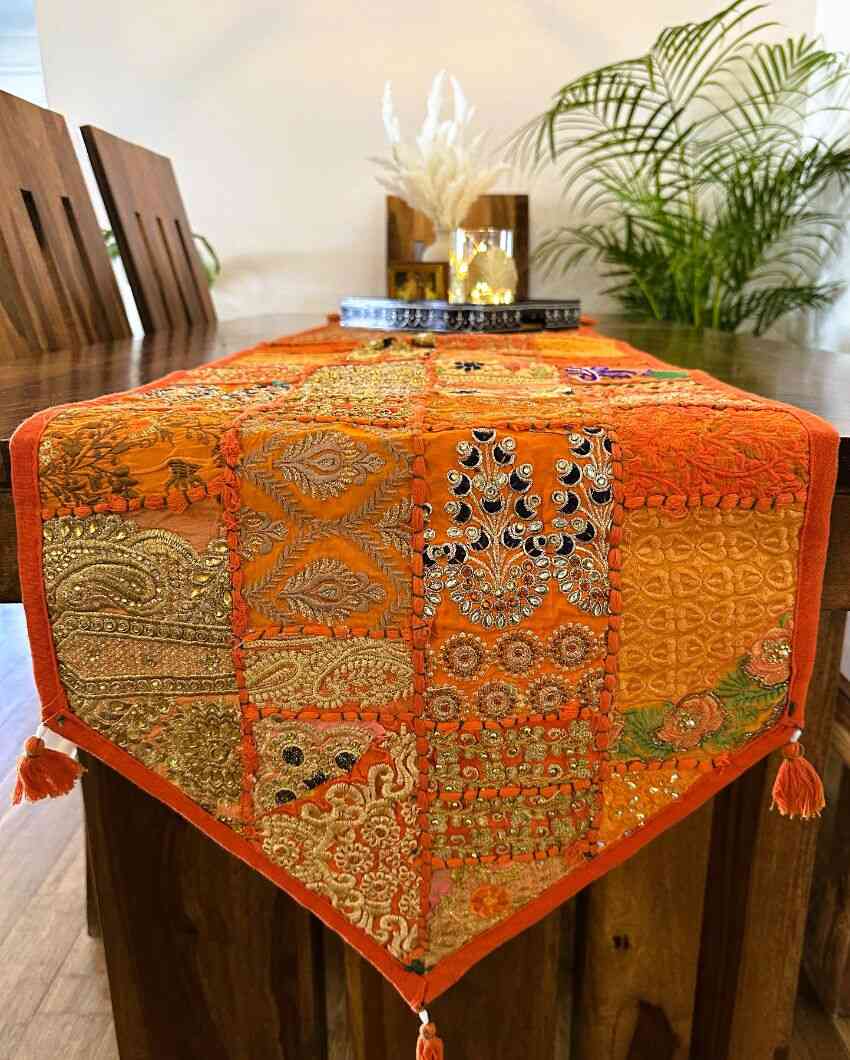 Vintage-Inspired Patchwork Table Runner | 14 x 70 inches