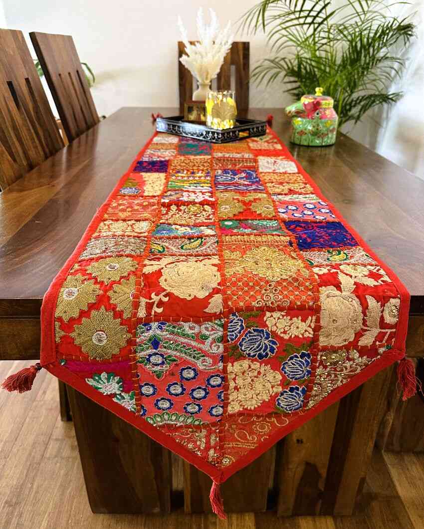 Colorful Patchwork Table Runner | 14 x 70 inches