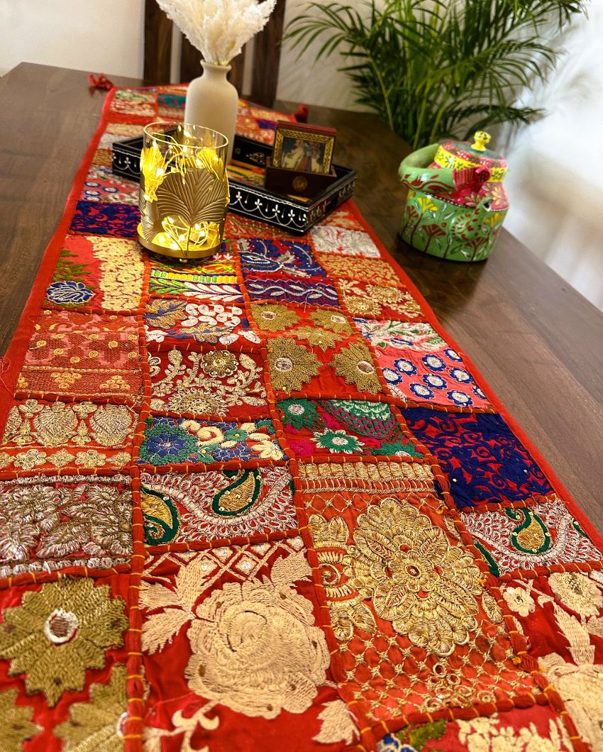 Colorful Patchwork Table Runner | 14 x 70 inches