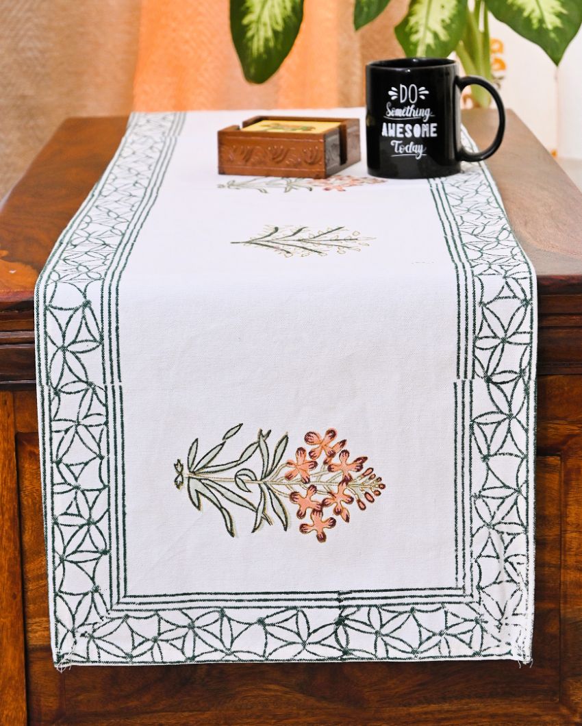 Bold Red Handblock Print Table Runner | 14 x 70 inches