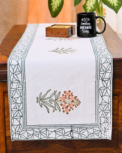 Bold Red Handblock Print Table Runner | 14 x 70 inches