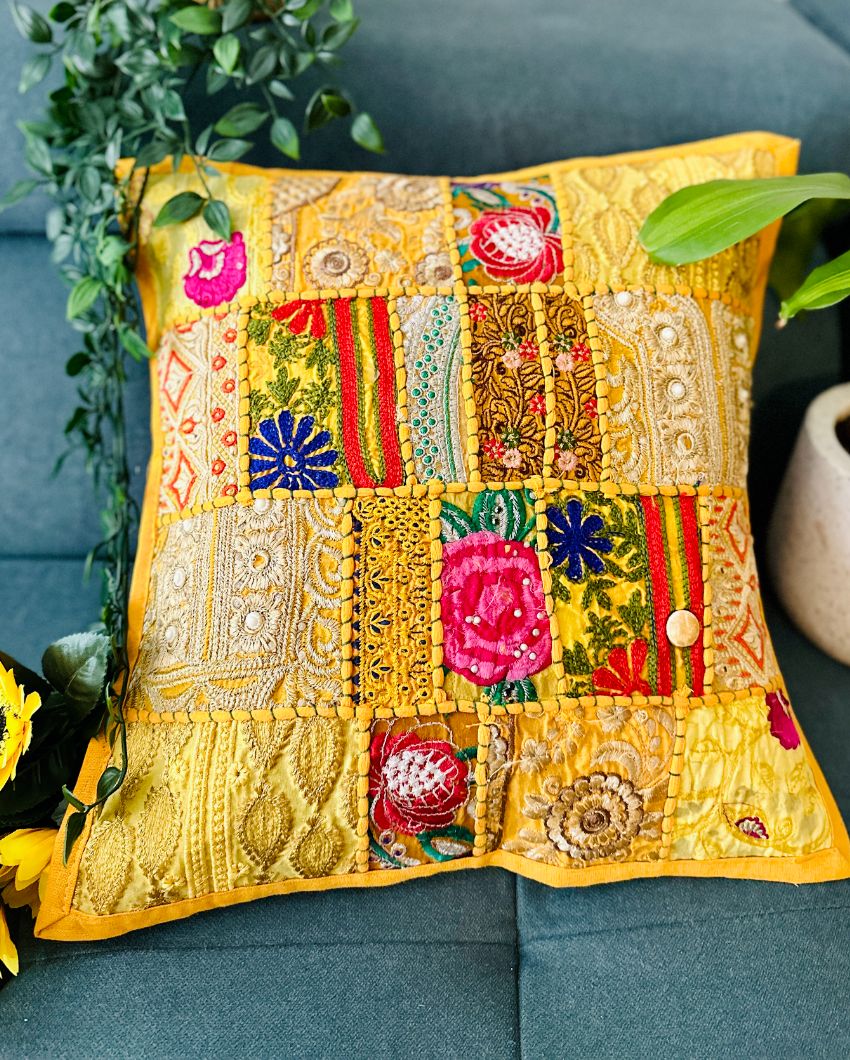 Colorful Patchwork Cushion Cover | 16 x 16 inches