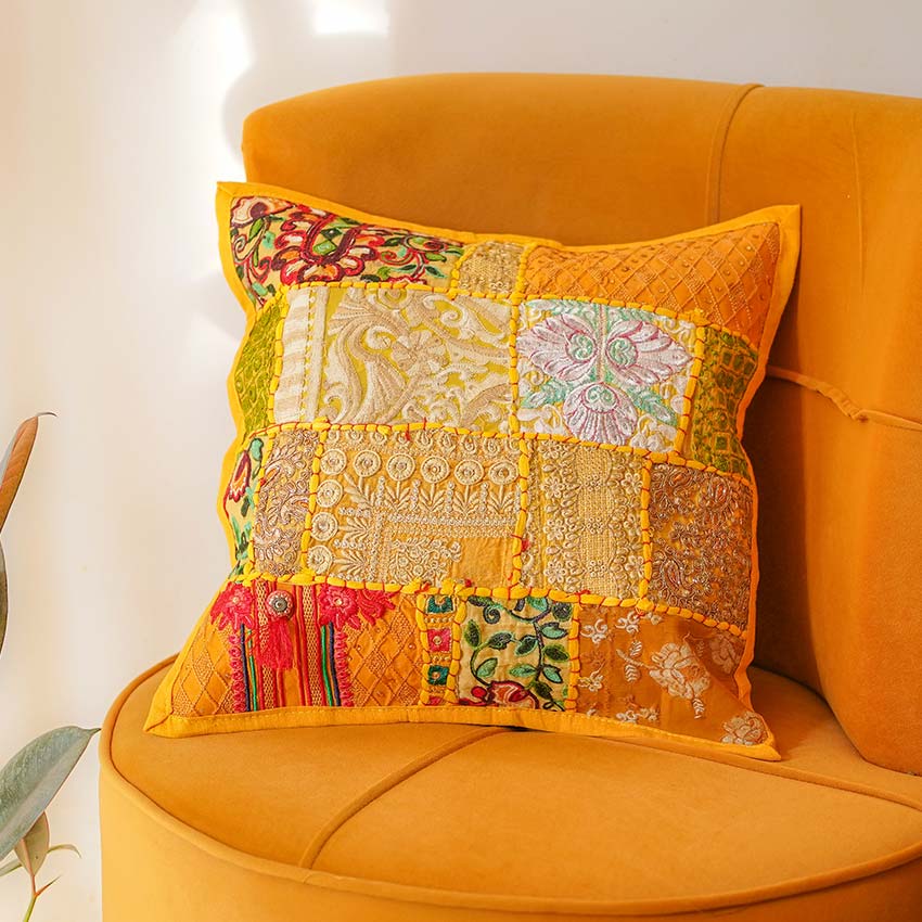 Colorful Patchwork Cushion Cover | 16 x 16 inches