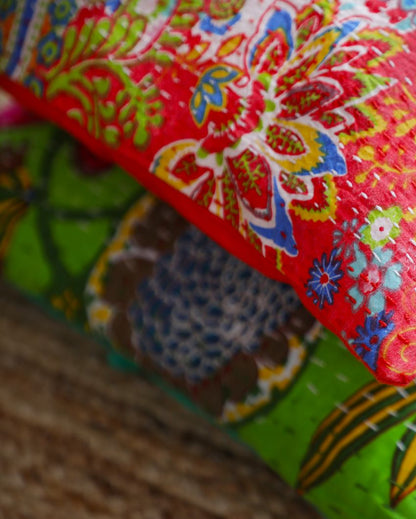 Artisanal Kantha Cushion Covers | 16 x 16 inches | Set of 5