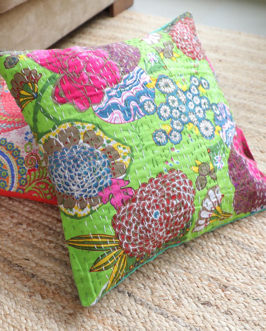 Artisanal Kantha Cushion Covers | 16 x 16 inches | Set of 5