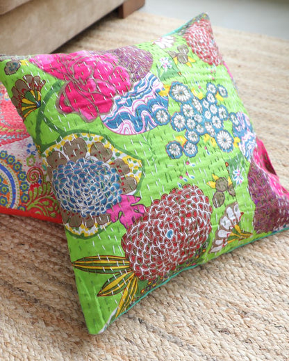 Artisanal Kantha Cushion Covers | 16 x 16 inches | Set of 5