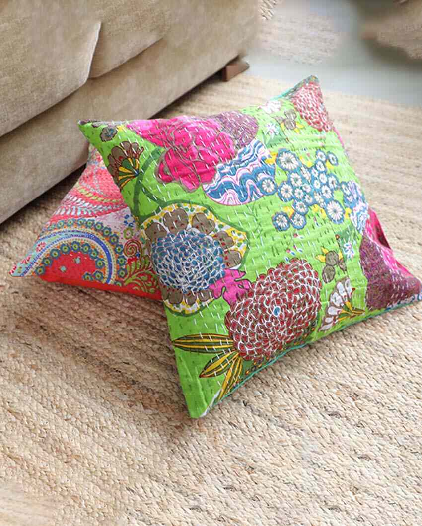 Artisanal Kantha Cushion Covers | 16 x 16 inches | Set of 5