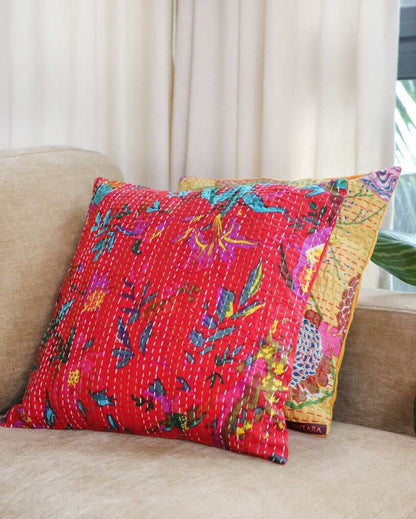 Artisanal Kantha Cushion Covers | 16 x 16 inches | Set of 5