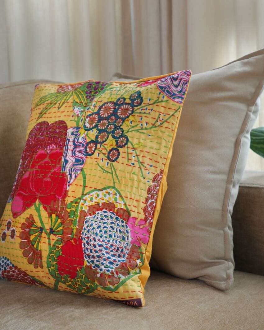 Artisanal Kantha Cushion Covers | 16 x 16 inches | Set of 5