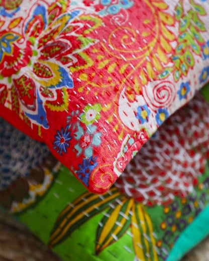 Artisanal Kantha Cushion Covers | 16 x 16 inches | Set of 5