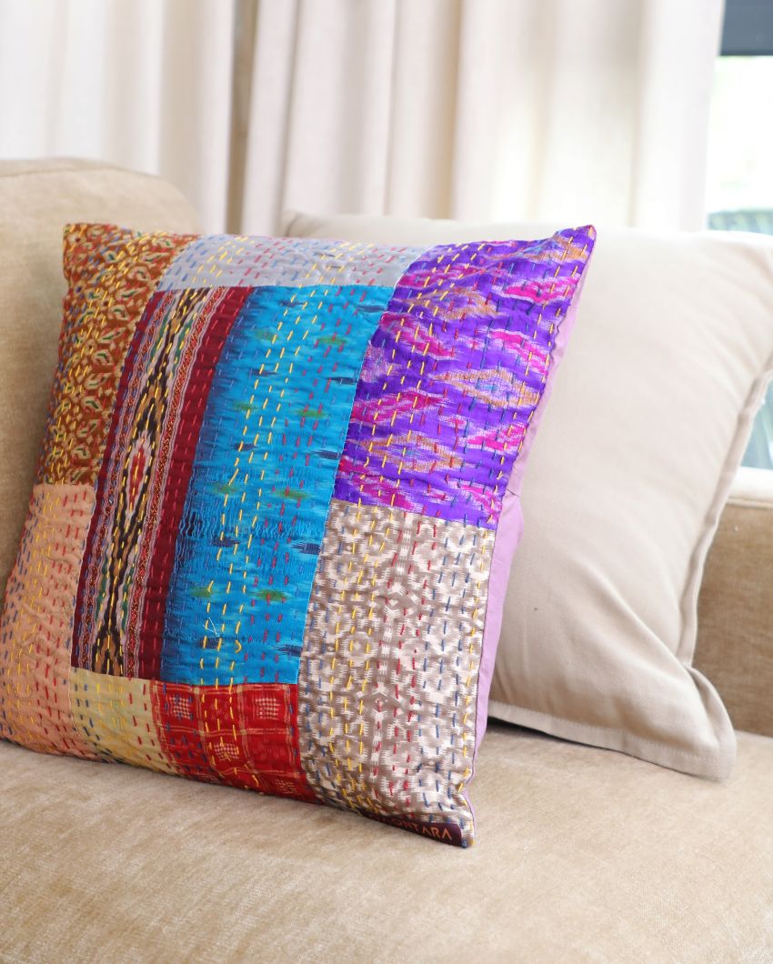 Colorful Kantha Cushion Covers | 16 x 16 inches | Set of 5