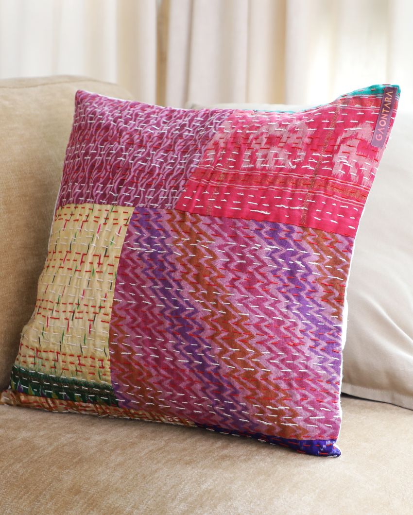 Colorful Kantha Cushion Covers | 16 x 16 inches | Set of 5