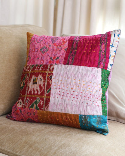 Colorful Kantha Cushion Covers | 16 x 16 inches | Set of 5