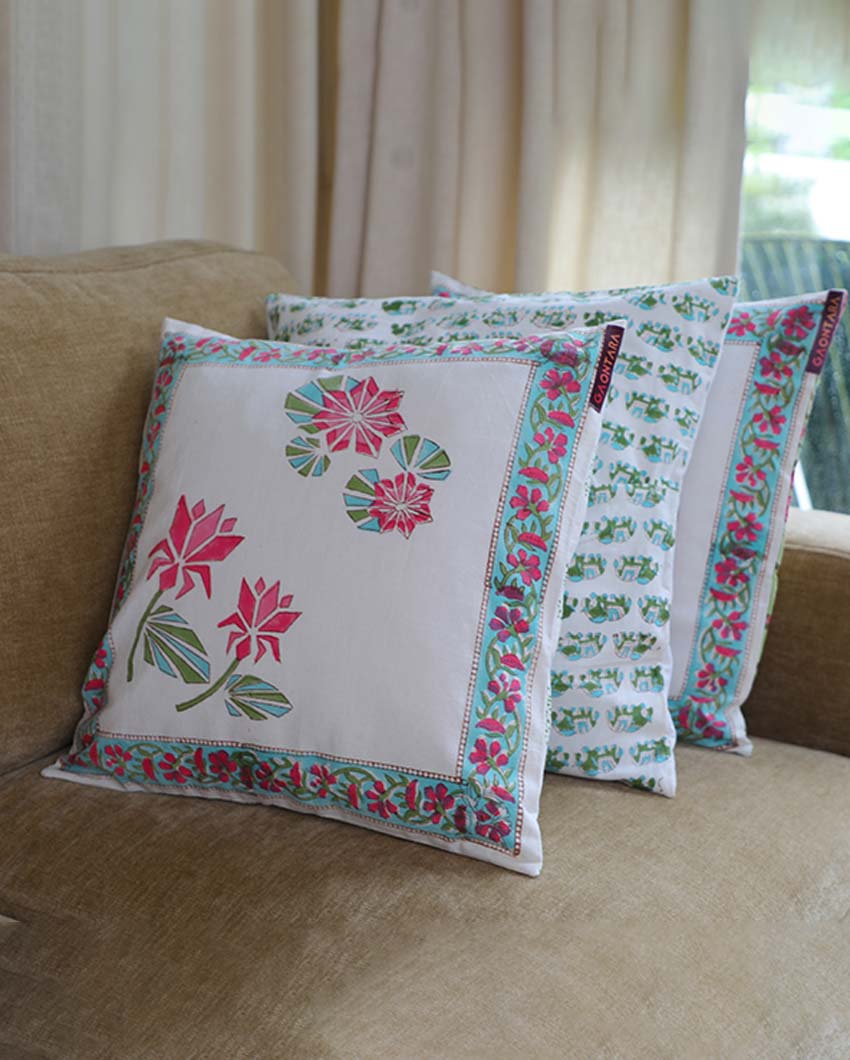 Bohemian Kantha Cushion Cover | 16 x 16 inches | Set of 5