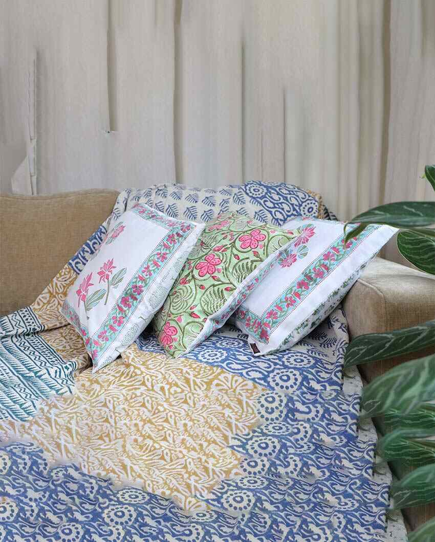 Bohemian Kantha Cushion Cover | 16 x 16 inches | Set of 5