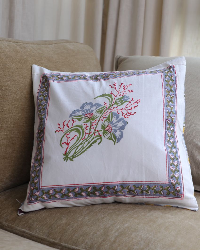 Traditional Hand-Block Printed Cushion Covers | 16 x 16 inches | Set of 5