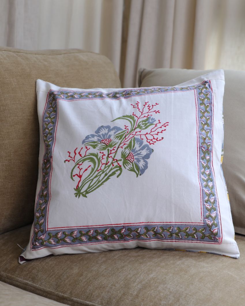 Traditional Hand-Block Printed Cushion Covers | 16 x 16 inches | Set of 5