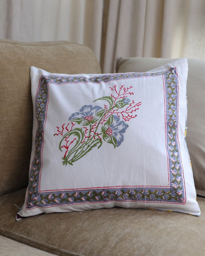 Traditional Hand-Block Printed Cushion Covers | 16 x 16 inches | Set of 5