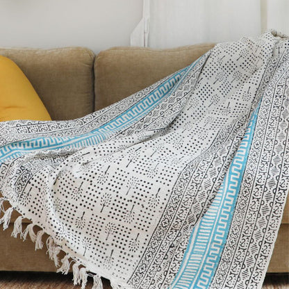 Handcrafted Handblock Print Cotton Throw | 78 x 52 inches