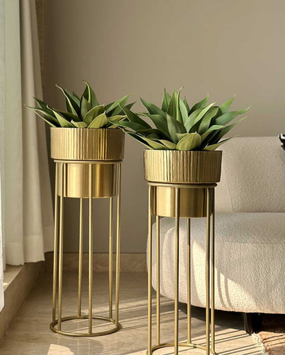 Brooklyn Fluted Gold Planter | Set Of 2 Gold