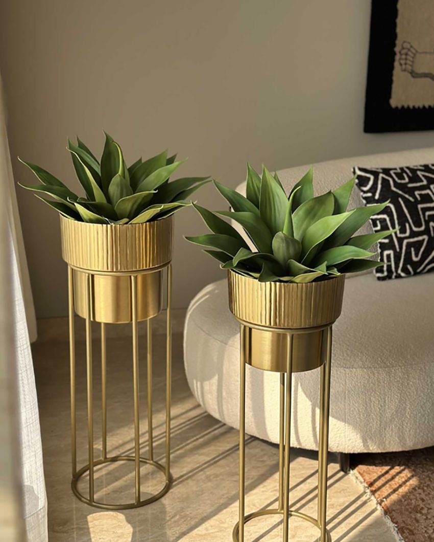 Brooklyn Fluted Gold Planter | Set Of 2 Gold