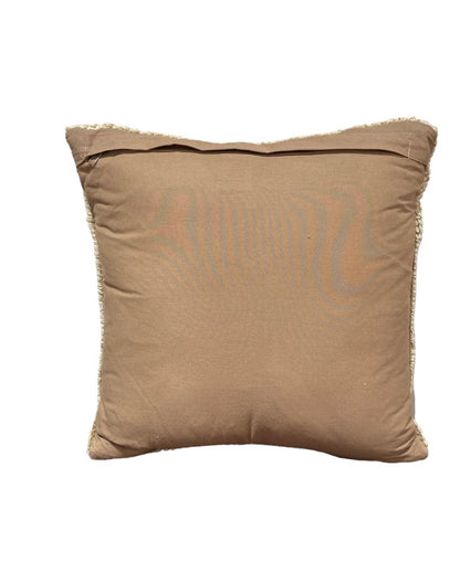 Beige Graphic Design Hand Woven Cotton Cushion Cover | 18 x 18 Inches