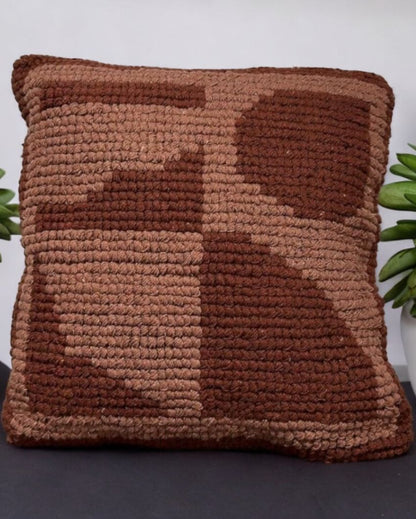 Red Graphic Design Hand Woven Cotton Cushion Cover | 18 x 18 Inches