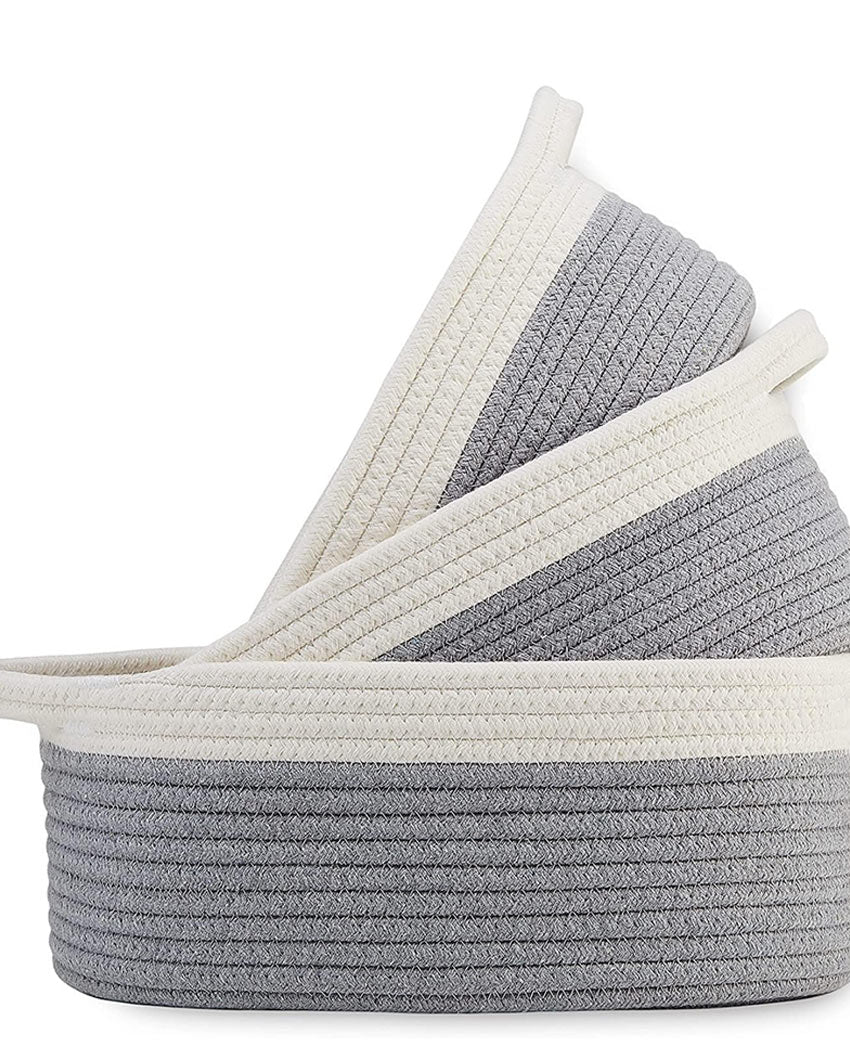 Multi Purpose Oval Cotton Storage Baskets | Set of 3