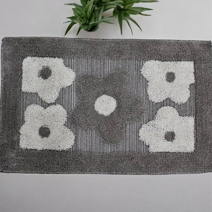 Multicolor Flower Design Cotton Tufted Bathmat | 17 x 25 inches