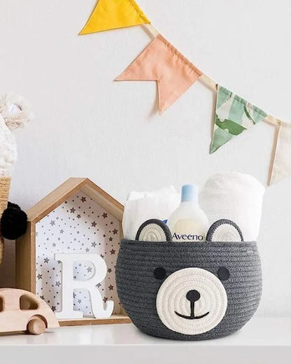 Bear Cute Cotton Rope Storage Basket | Multiple Colors | 9x7 inches