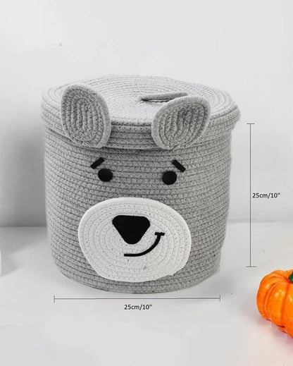 Grey Dog Cotton Lid Storage Basket | 10x10 inches