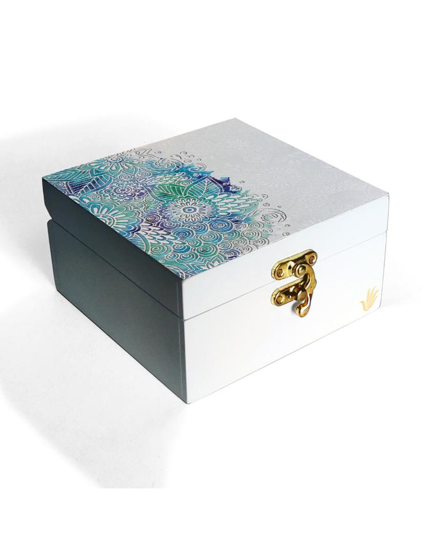 Creative Abstract Flowers Design White Storage Box