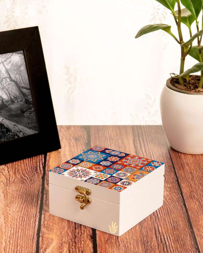 Charming Floral Tiles Design Multicolor Storage Box