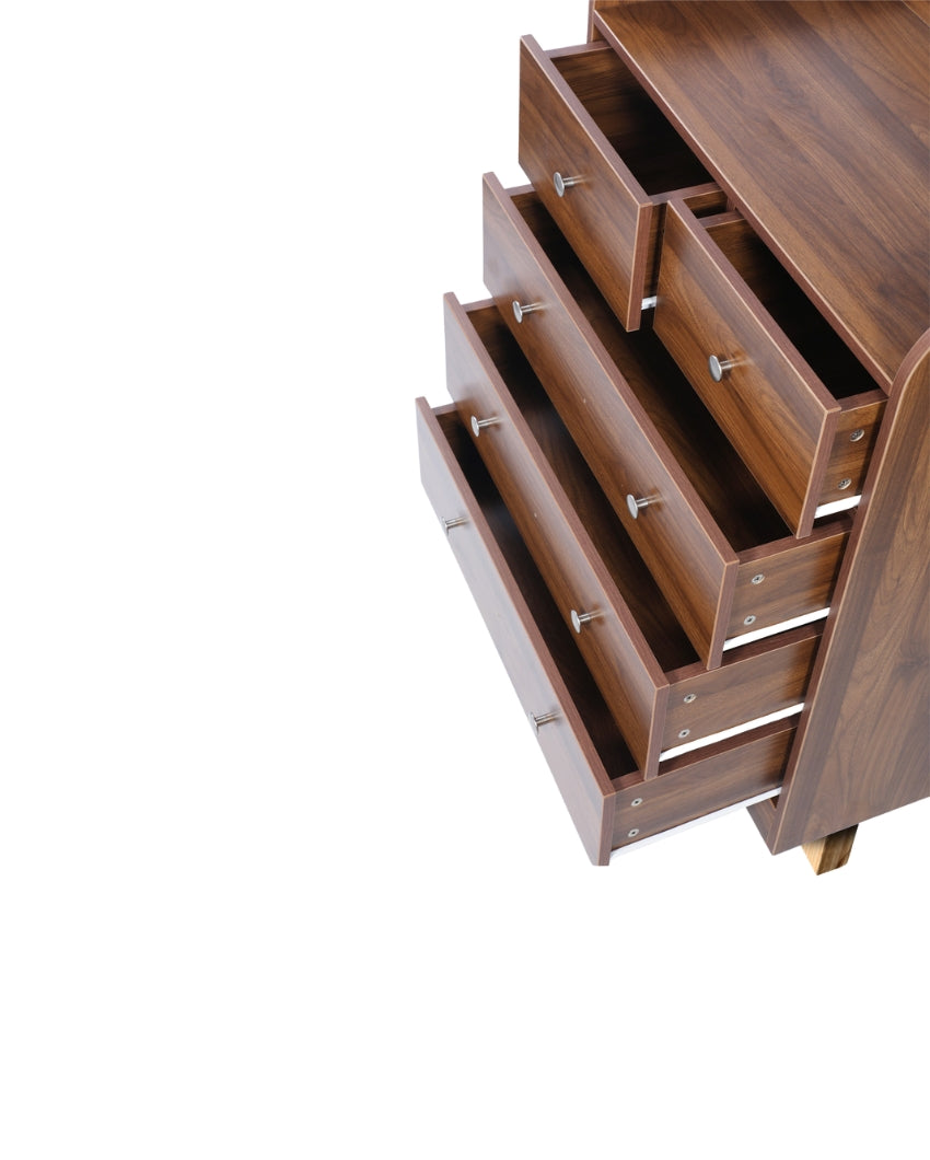 Elegant Columbian Walnut Finish High-Density Engineered Mocha Wooden Chest Drawer with Hardware Kit | 31 x 16 x 39 inches