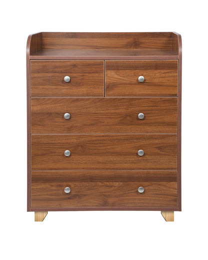 Elegant Columbian Walnut Finish High-Density Engineered Mocha Wooden Chest Drawer with Hardware Kit | 31 x 16 x 39 inches