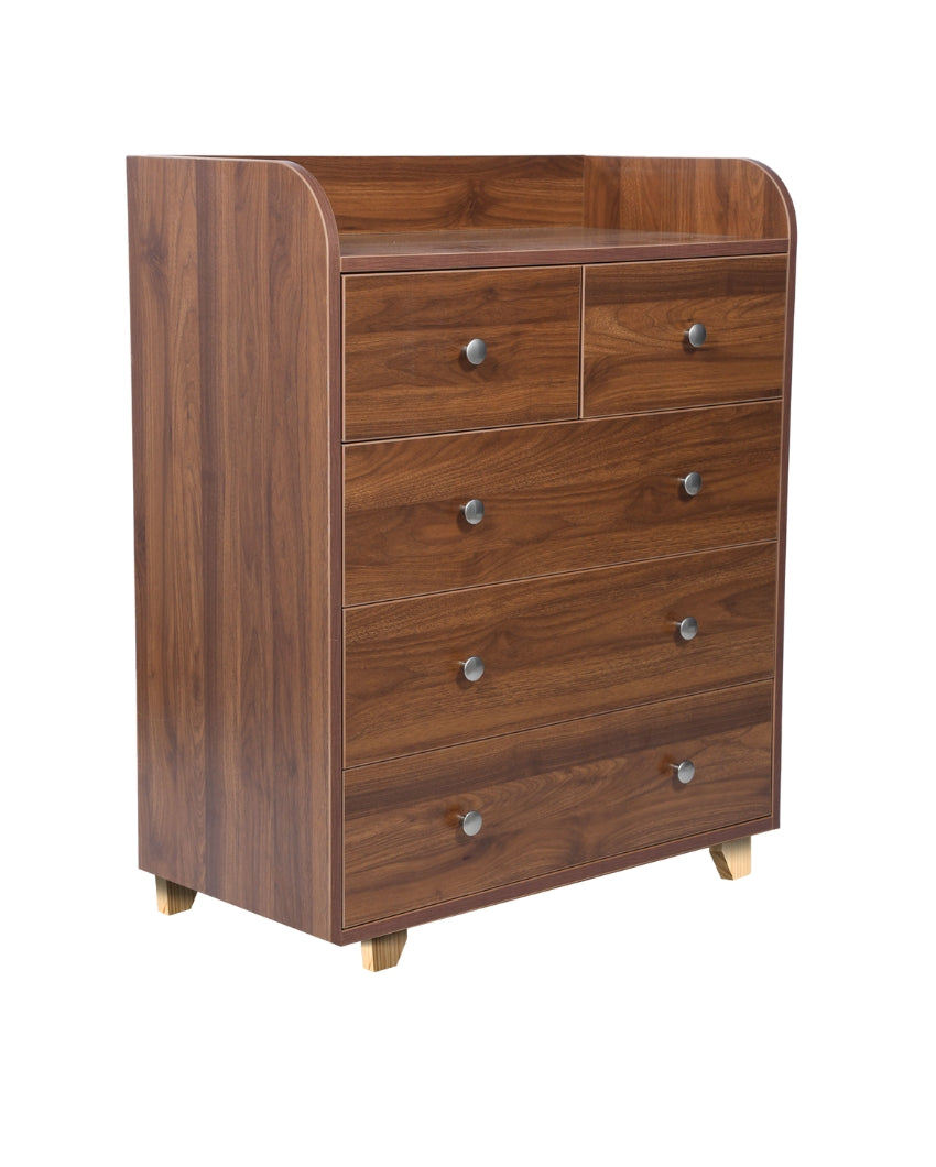 Elegant Columbian Walnut Finish High-Density Engineered Mocha Wooden Chest Drawer with Hardware Kit | 31 x 16 x 39 inches