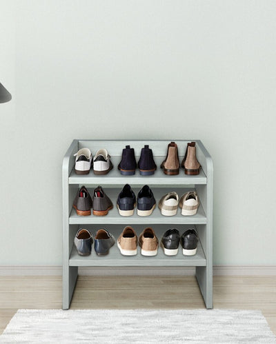 Elegant 3-Tier Wooden Grey Shoe Rack   | 12 x 24 inches