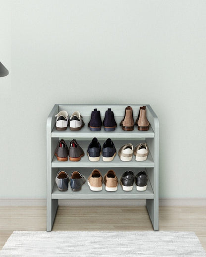 Elegant 3-Tier Wooden Grey Shoe Rack   | 12 x 24 inches