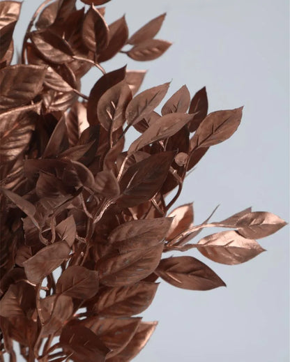 Artificial Beautiful Glitter Leaves Bunches For Home Decoration | Set Of 2 | 14 Inches Copper