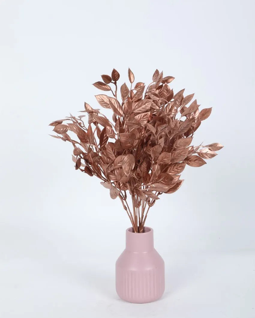 Artificial Beautiful Glitter Leaves Bunches For Home Decoration | Set Of 2 | 14 Inches Copper