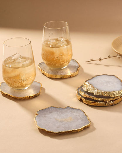 Agate Semi Precious Stone Coasters | Set Of 2