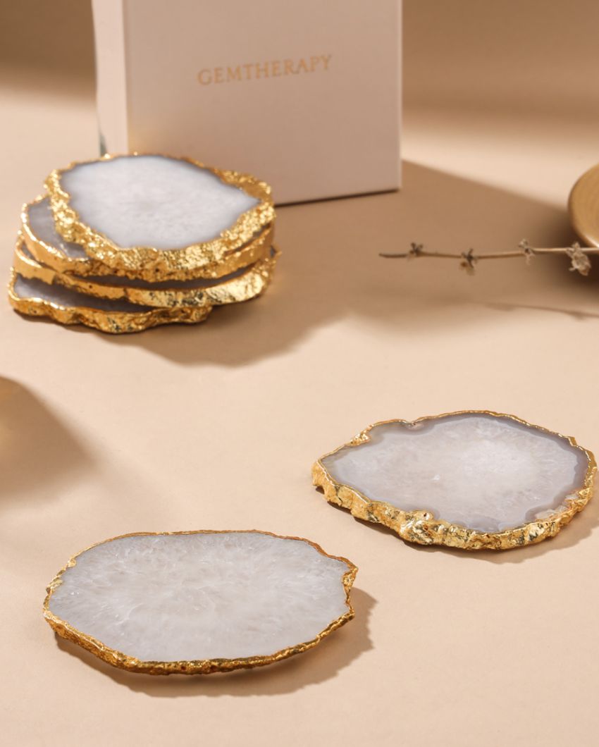 Agate Semi Precious Stone Coasters | Set Of 2