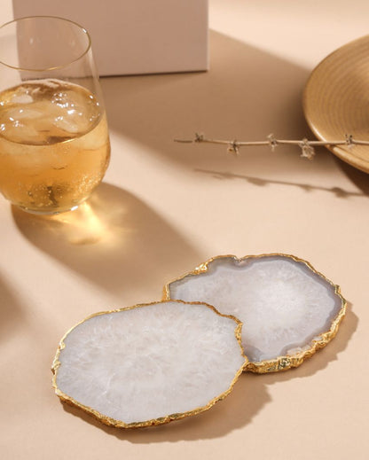 Agate Semi Precious Stone Coasters | Set Of 2